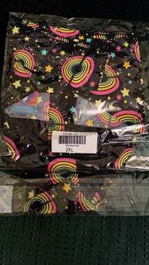 Cheek Boss Neon Rainbow Star Print Thong Underwear 2XL